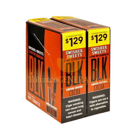Swisher Sweets BLK Cocoa Tip Cigarillos 1.29 Pre-Priced 30 Packs of 2