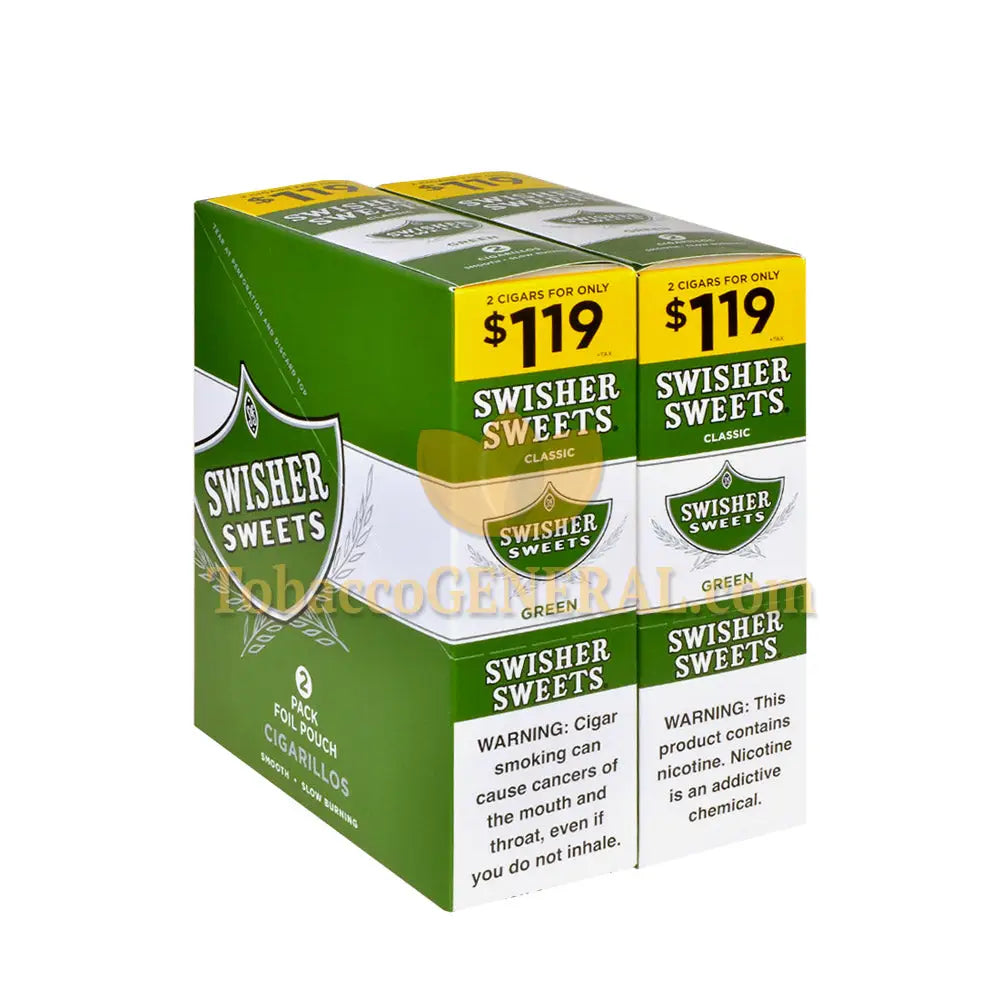 swisher sweets tobacco content Swisher Sweets Green Cigarillos 1.19 Pre-Priced 30 Packs of 2