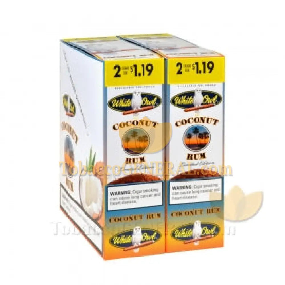 White Owl Coconut Rum Cigarillos 1.19 Pre-Priced 30 Packs of 2