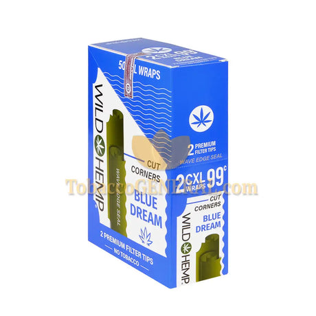 Wild Hemp Cut Corner Blue Dream Filter Wraps 99c Pre-Priced 25 Pouches of 2