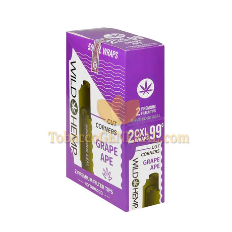 Wild Hemp Cut Corner Grape Ape Filter Wraps 99c Pre-Priced 25 Pouches of 2
