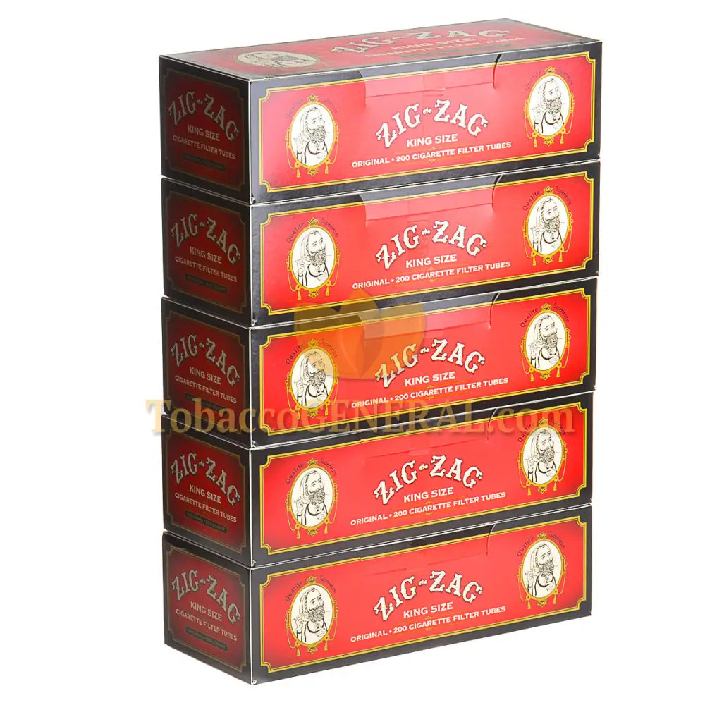 Zig Zag Filter Tubes King Size Original (Full Flavor) 5 Cartons of 200 1