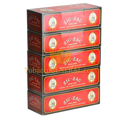 Zig Zag Filter Tubes King Size Original (Full Flavor) 5 Cartons of 200 1