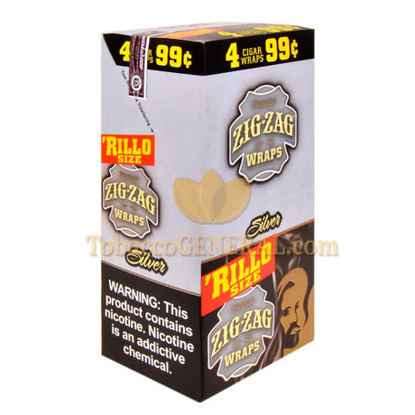 Zig Zag Rillo Size Cigar Wraps Silver 15 Packs of 4 Pre-Priced