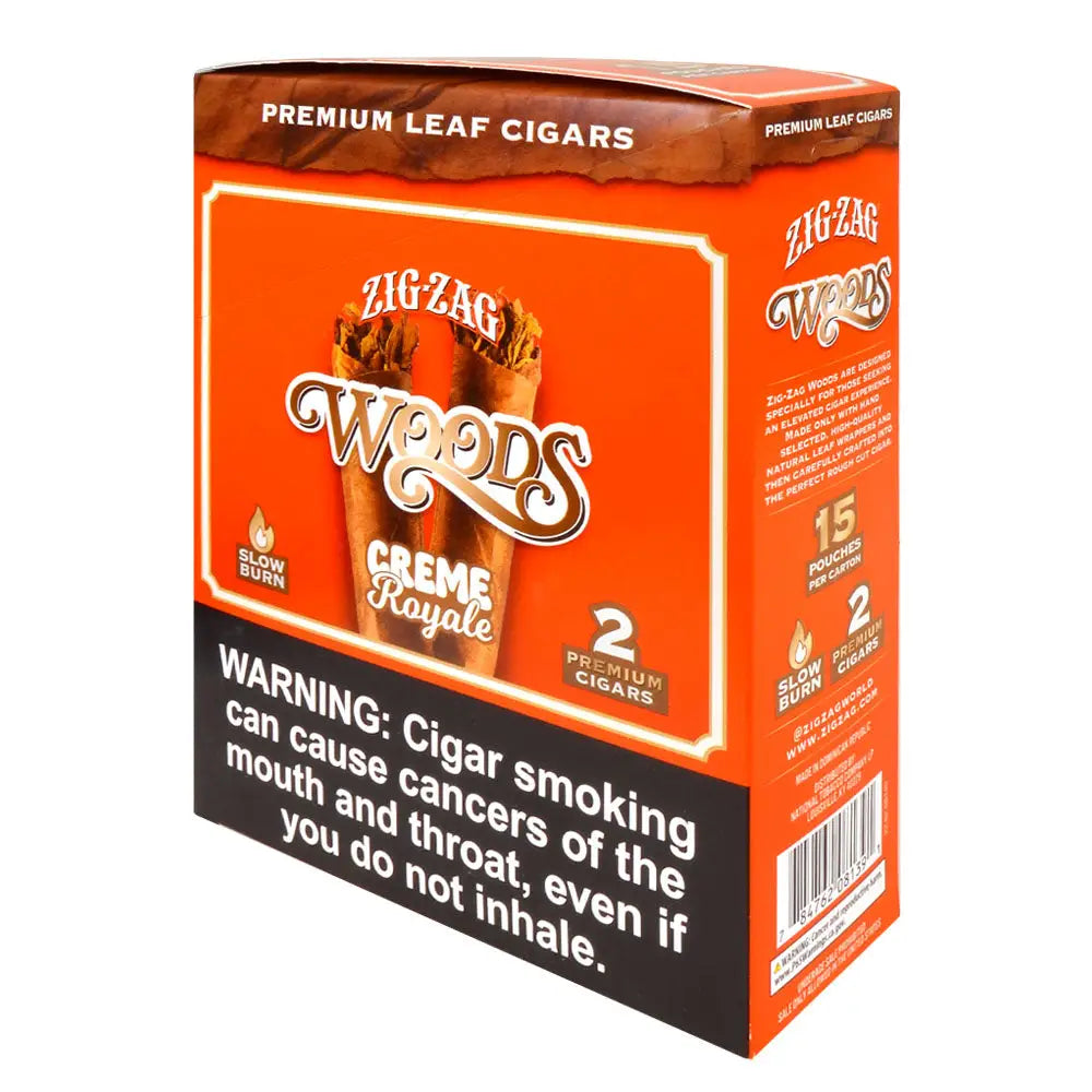 Zig Zag Woods Premium Leaf Cigars Creme Royale 15 pouches of 2