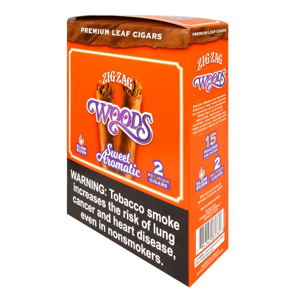 Zig Zag Woods Premium Leaf Cigars Sweet Aromatic 15 pouches of 2