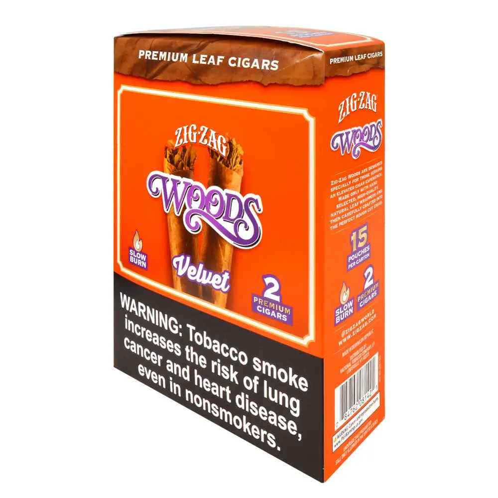 Zig Zag Woods Premium Leaf Cigars Velvet 15 pouches of 2