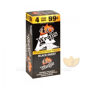 4 Kings Black Sweet Wraps 99c Pre-Priced 30 Pouches of 4