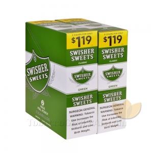Swisher Sweets Green Cigarillos 1.19 Pre-Priced 30 Packs of 2