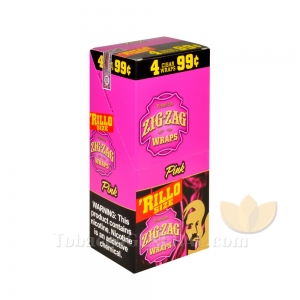 Zig Zag Rillo Size Cigar Wraps Pink 15 Packs of 4 Pre-Priced