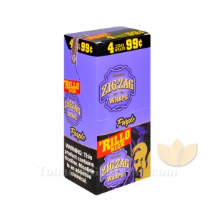 Zig Zag Rillo Size Cigar Wraps Purple 15 Packs of 4 Pre-Priced
